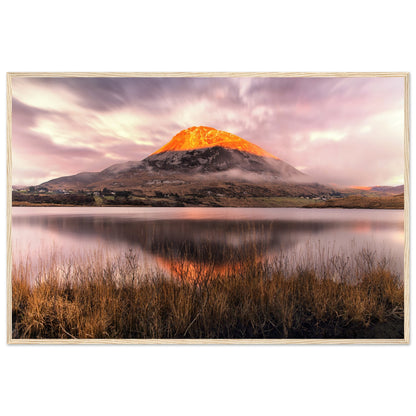 Orange Glow on Mount Errigal at Sunset Ireland, Irish landscape Photography Prints Framed Photographic Print – room setting display | Buy Irish Art