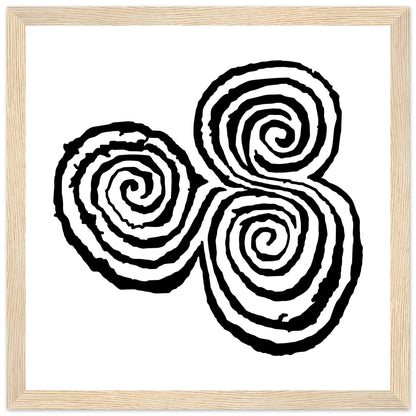 Newgrange Carving Triskelion Tri-Spiral Ancient Megalithic Symbol Framed Walll Art Print – detail view | Buy Irish Art