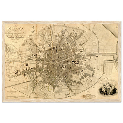 1797 Dublin Map by William Faden Framed Print – detail view | Buy Irish Art