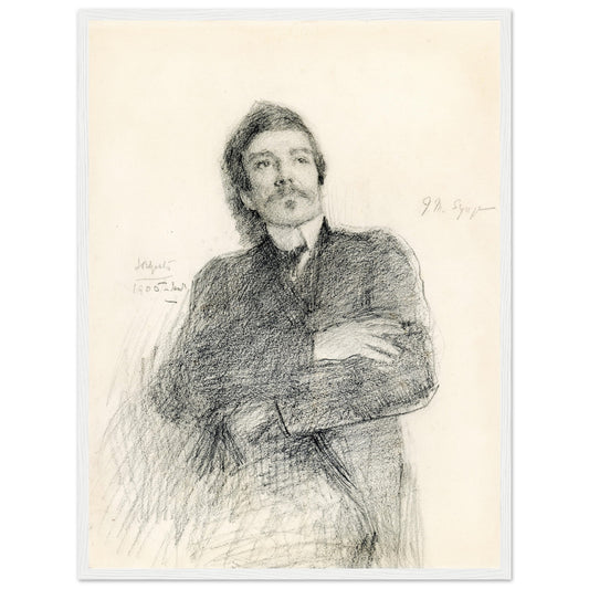 John Millington Synge – Portrait by John Butler Yeats Framed Print – framed print close-up | Buy Irish Art