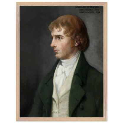 Portrait of Henry Joy McCracken by Sarah Cecilia Harrison, art print in a wood frame, 45x60 cm