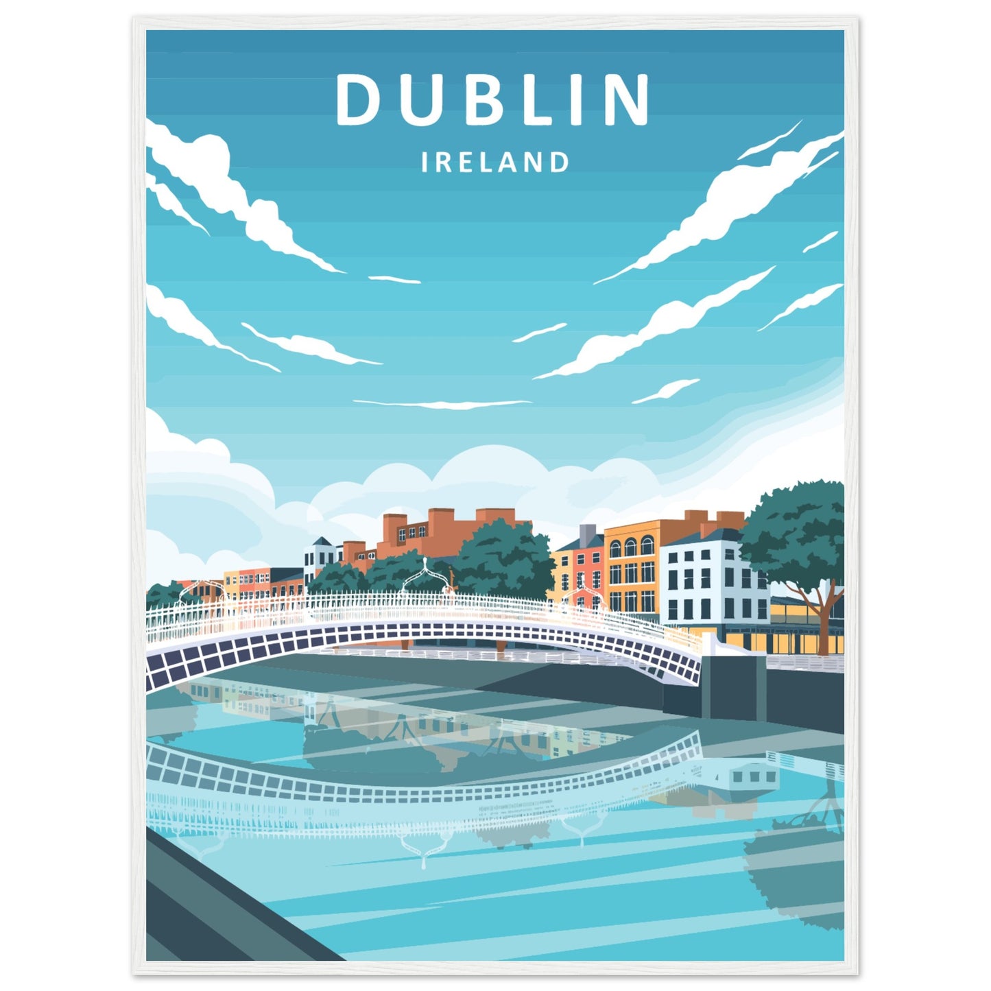 Dublin City Ireland Retro Travel Framed Art Print – view 18 | Buy Irish Art