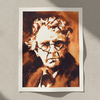 William Butler Yeats portrait unframed print on textured paper on a linen background