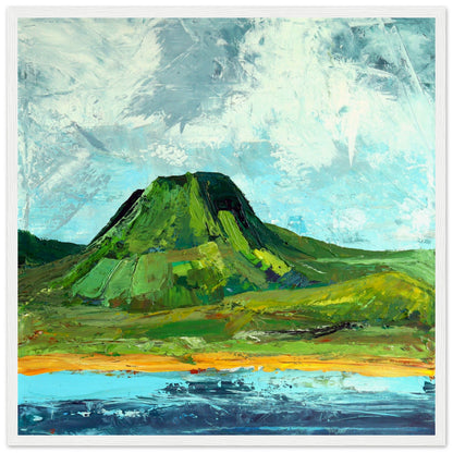 Lurig Mountain & Cushendall Beach Art Print by Ó Maoláin – framed print close-up | Buy Irish Art
