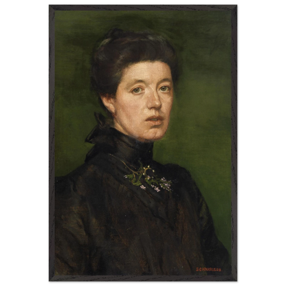 Self-portrait by Sarah Cecilia Harrison, art print in a black frame, 60x90 cm