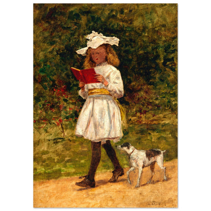 A Young Girl Reading by Aloysius O'Kelly Art Print – Irish wall art print | Buy Irish Art