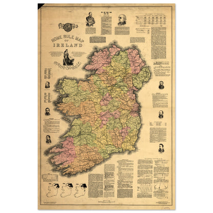 Home Rule Map of Ireland - 1893 Historical – lifestyle view | Buy Irish Art
