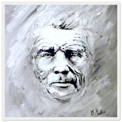 Samuel Beckett Portrait Framed Art Print by Irish Artist – room setting display | Buy Irish Art