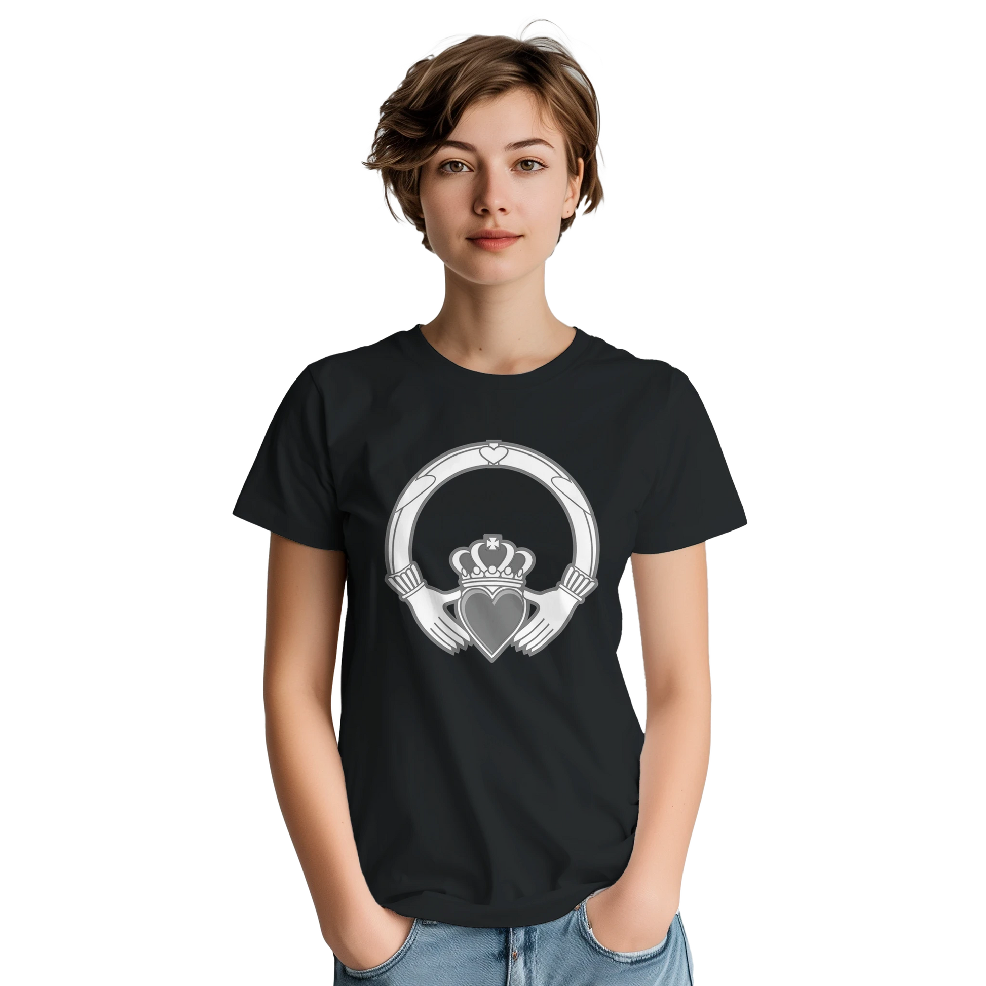Claddagh Ring Heavyweight Unisex Crewneck T-Shirt – Irish art wearable gift | Buy Irish Art