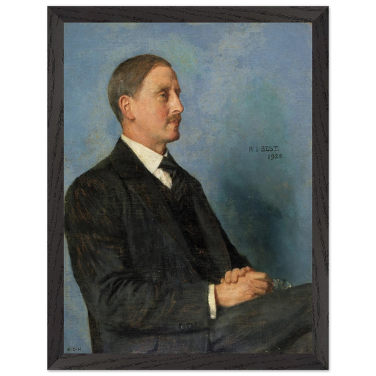 Portrait of Richard Irvine Best by Sarah Cecilia Harrison, art print in a black frame, 30x40 cm
