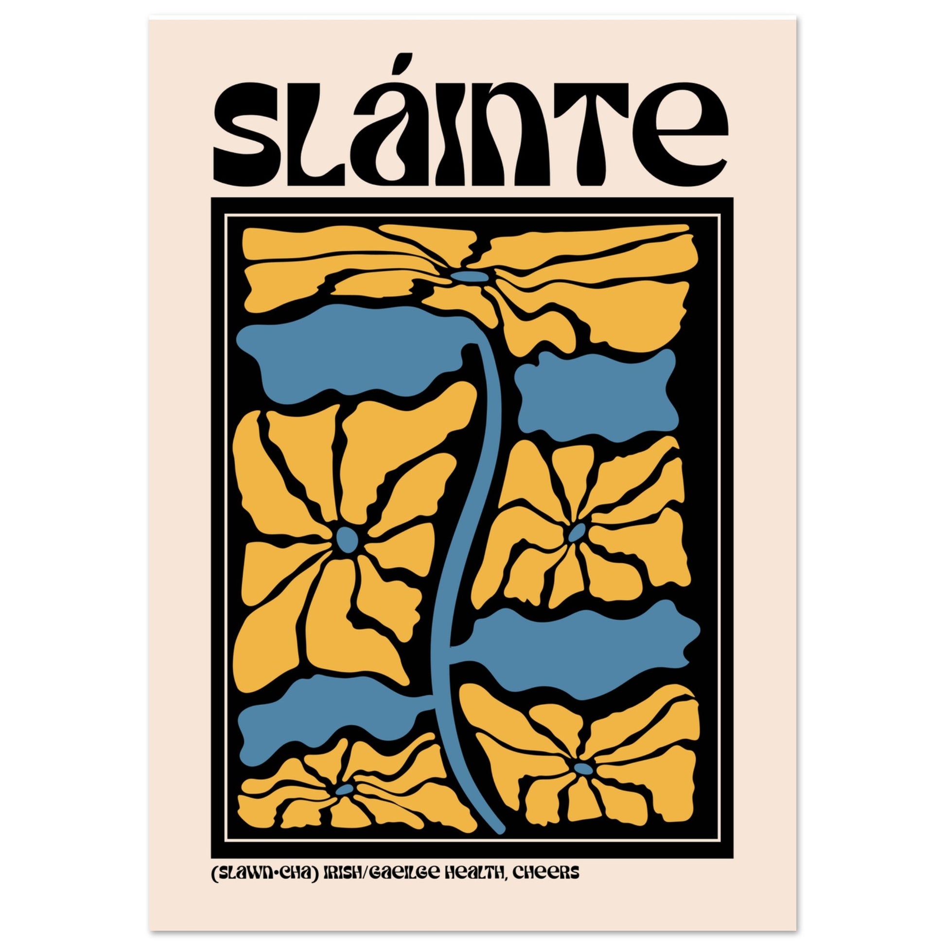 Sláinte –  Cheers - Irish Language Print – room setting display | Buy Irish Art