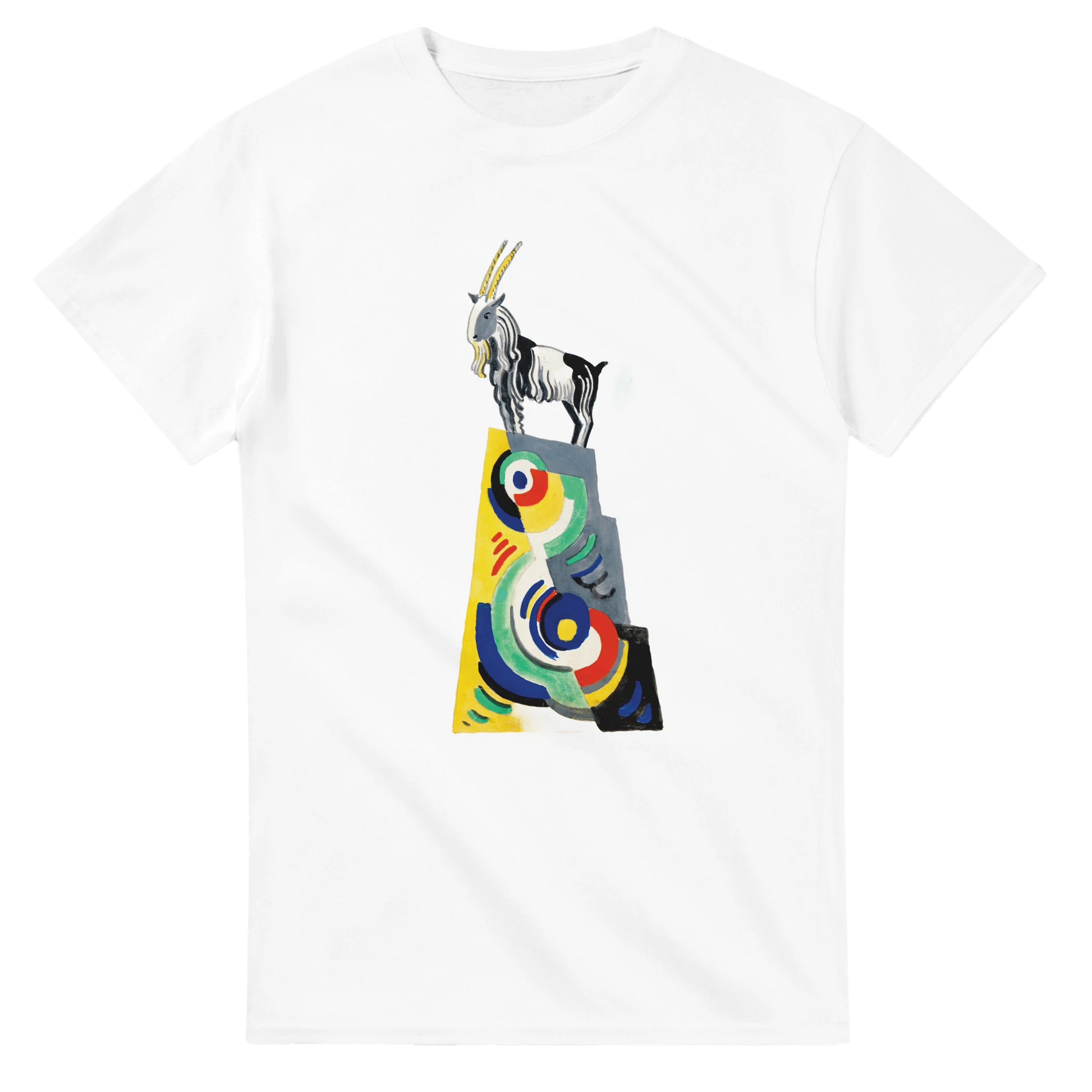 A Goat Monument by Mainie Jellett – Heavyweight Unisex T-Shirt – front detail view | Buy Irish Art