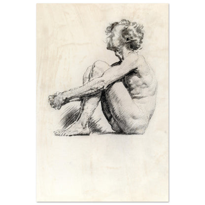 A Seated Male Nude by Irish Artist Sarah Henrietta Purser Art Print – Irish wall art print | Buy Irish Art