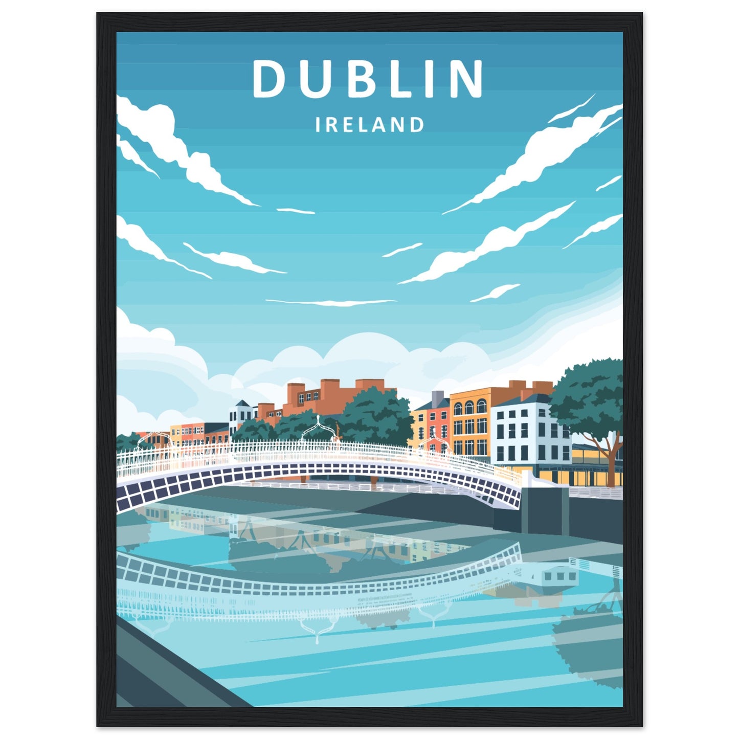 Dublin City Ireland Retro Travel Framed Art Print – view 23 | Buy Irish Art