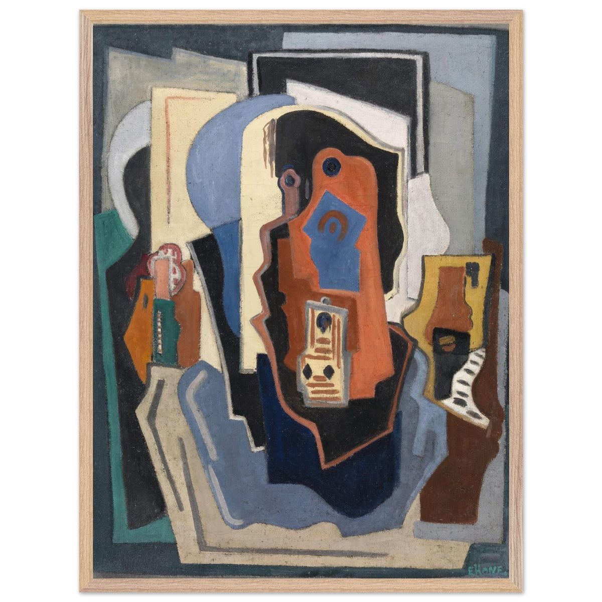 Composition (1924) by Evie Hone in a light oak frame