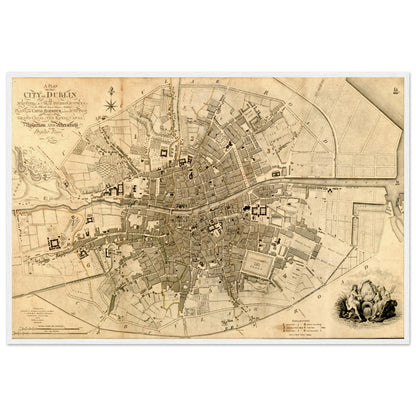 1797 Dublin Map by William Faden Framed Print – room setting display | Buy Irish Art