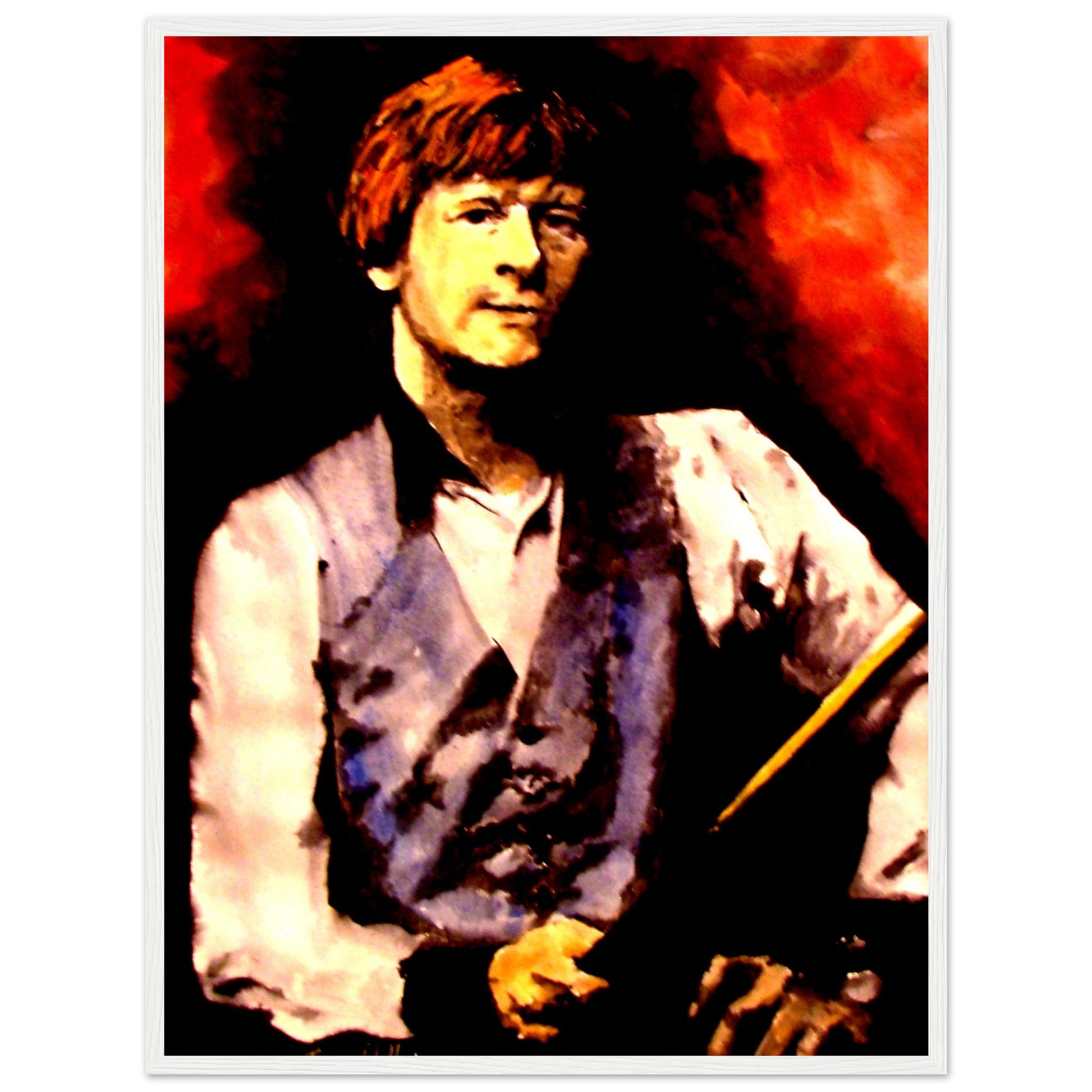 Framed art print of Alex Higgins, World Snooker Champion, by Belfast-born artist B. Mullan. This detailed artwork captures Higgins' legacy, making it perfect for homes, offices, or sports-themed spaces. A tribute to a Northern Irish snooker legend.