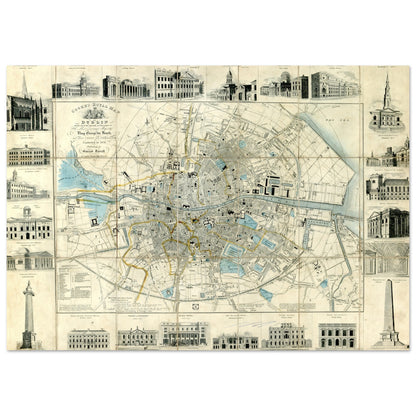 Cooke’s Royal Map of Dublin with Vignettes of Principal Buildings Art Print – Irish wall art print | Buy Irish Art