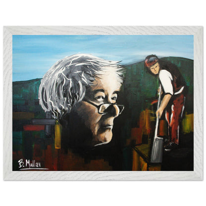 Seamus Heaney Irish Writer Framed Art Print – size comparison view | Buy Irish Art