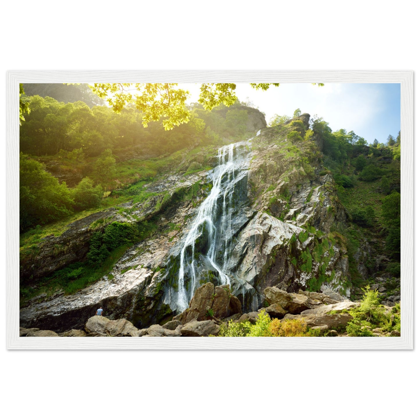 Majestic water cascade of Powerscourt Waterfall, the highest waterfall in Ireland. Famous tourist attraction in County Wicklow, Ireland. Framed Irish Wall Art Prints