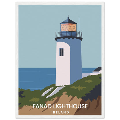 Fanad Head Lighthouse Framed Print | Donegal Coastal Wall Art – room setting display | Buy Irish Art