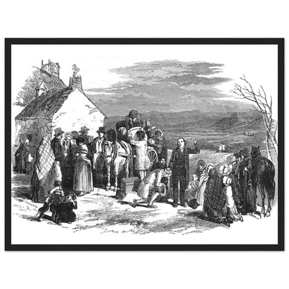 Irish Emigrants Leaving Ireland Historical Framed Black & White Print – size comparison view | Buy Irish Art