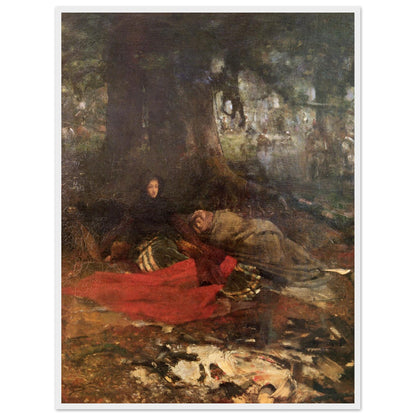 Dawn after the Battle of Langside by John Lavery print in a white frame