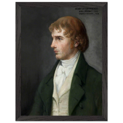 Portrait of Henry Joy McCracken by Sarah Cecilia Harrison, art print in a black frame, 30x40 cm