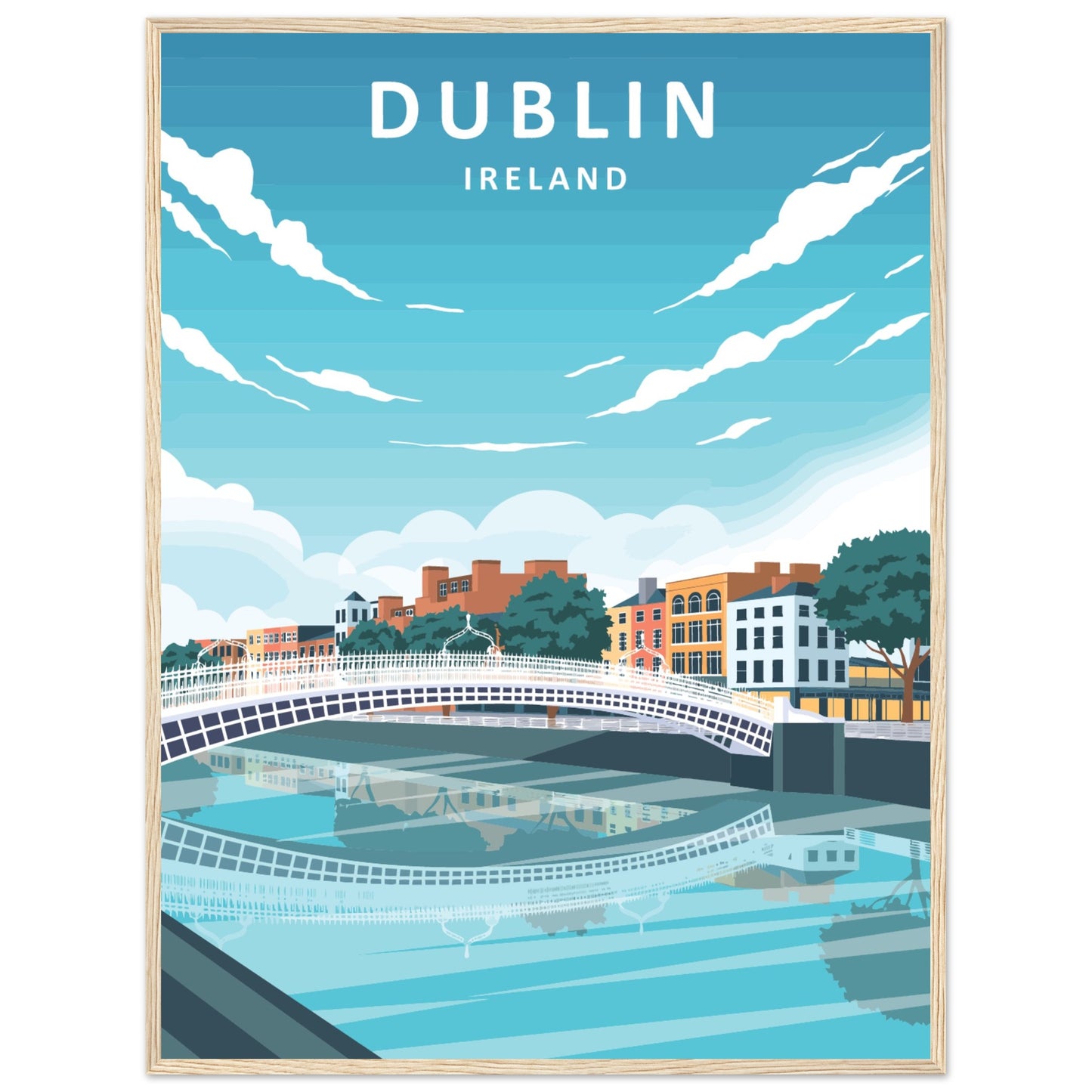 Dublin City Ireland Retro Travel Framed Art Print – view 22 | Buy Irish Art