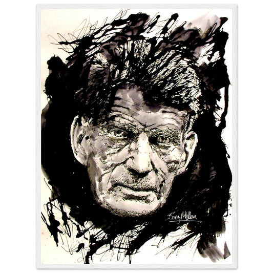 Samuel Beckett Irish Writer Framed Art Print by Irish Artist – framed print close-up | Buy Irish Art