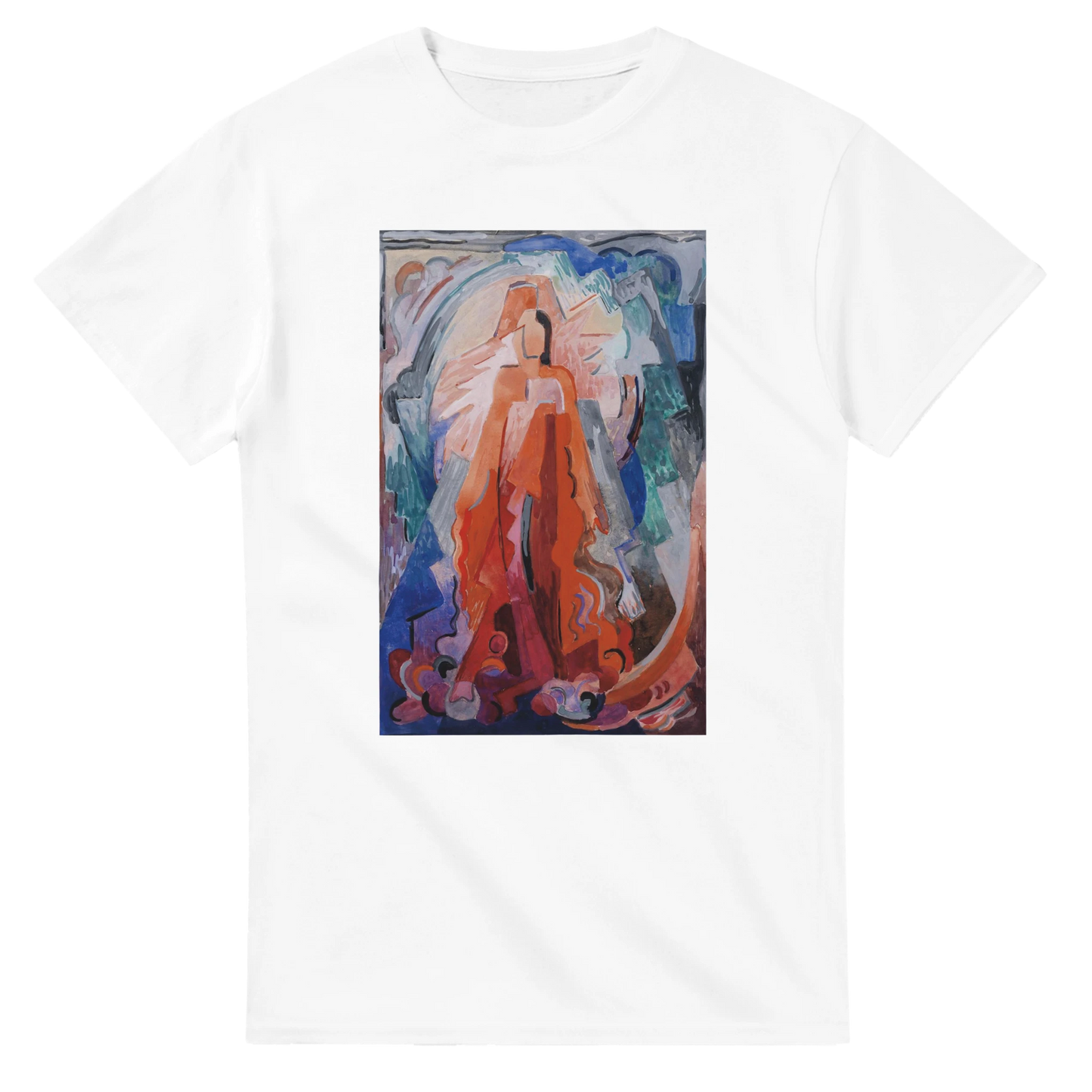Have Trodden the Winepress Alone by Mainie Jellett – Heavyweight Unisex T-Shirt – lifestyle worn view | Buy Irish Art
