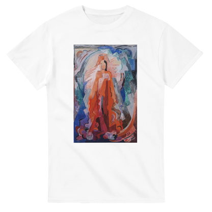 Have Trodden the Winepress Alone by Mainie Jellett – Heavyweight Unisex T-Shirt – lifestyle worn view | Buy Irish Art