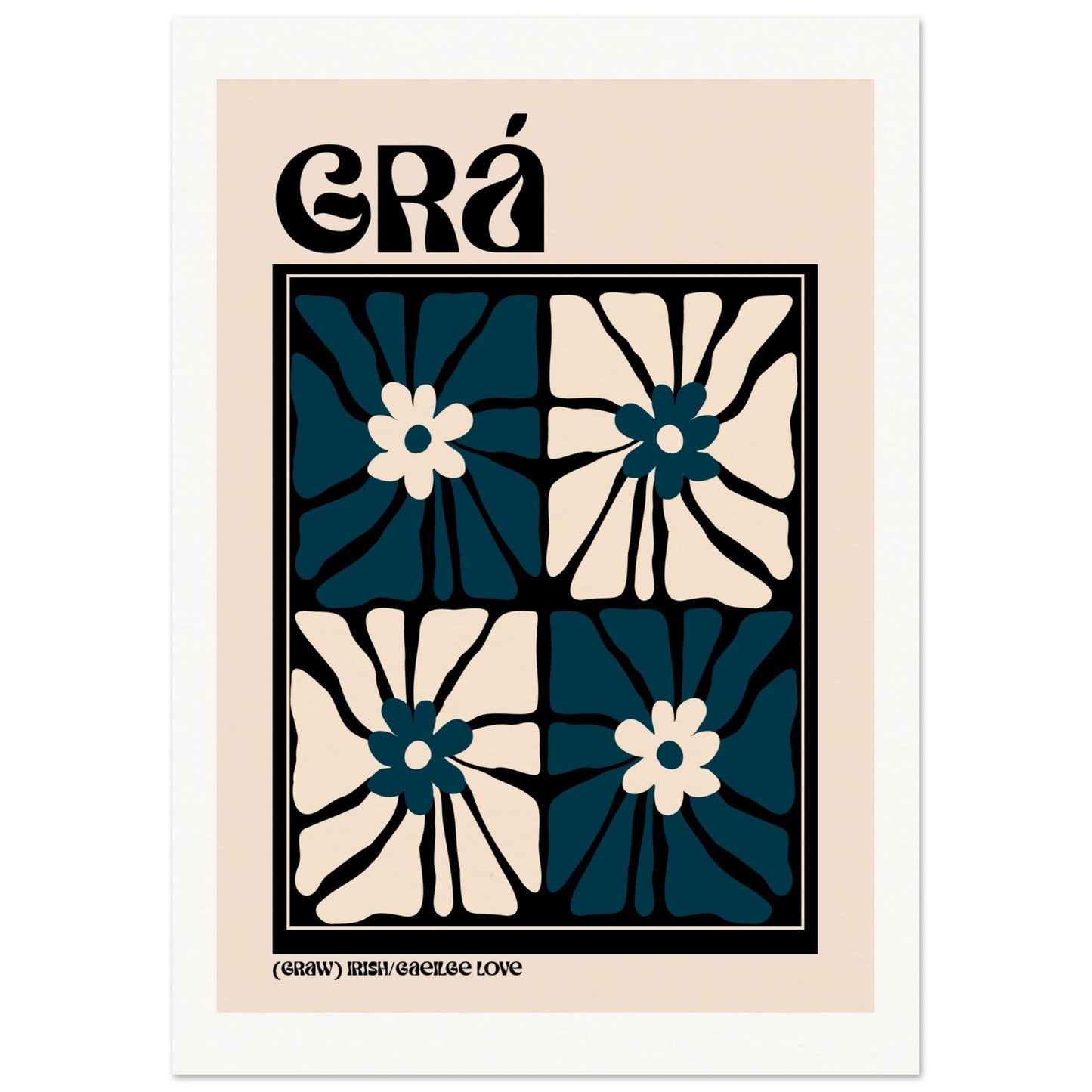 Grá — Irish word for love — modern floral quote print by Buy Irish Art