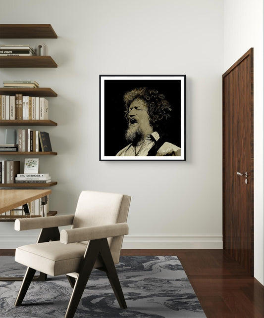 Luke Kelly Framed Wall Art Print by Irish Artist – framed print close-up | Buy Irish Art
