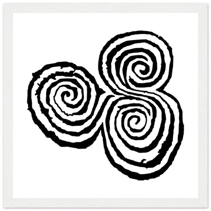 Newgrange Carving Triskelion Tri-Spiral Ancient Megalithic Symbol Framed Walll Art Print – size comparison view | Buy Irish Art