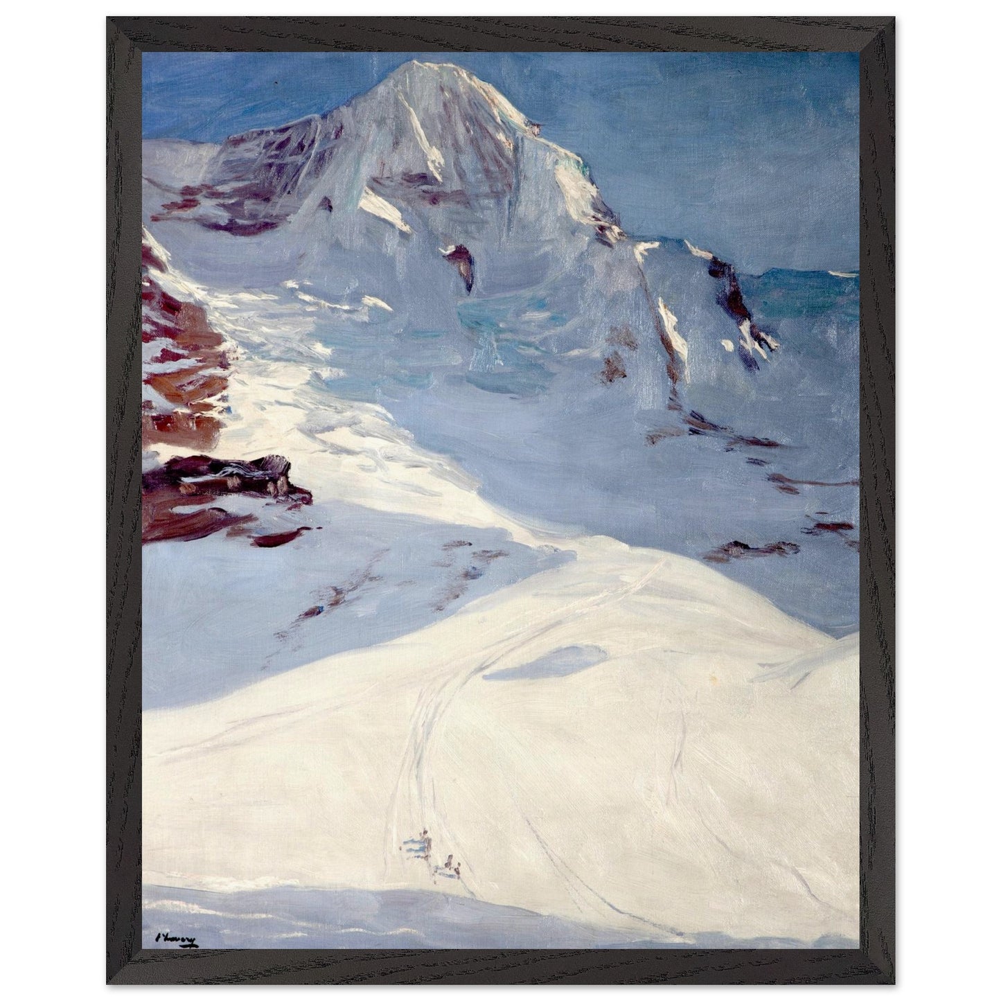 John Lavery winter Alpine landscape — museum-quality archival print, white frame option