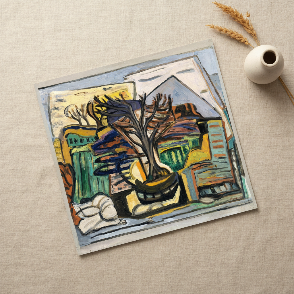 Evie Hone A Landscape with a Tree 1943 unframed archival giclée print flat lay
