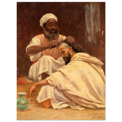 A Barber, Morocco - Aloysius O'Kelly Art Print – room setting display | Buy Irish Art