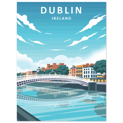 Dublin City Ireland Retro Travel Art Print Poster – Irish wall art print | Buy Irish Art