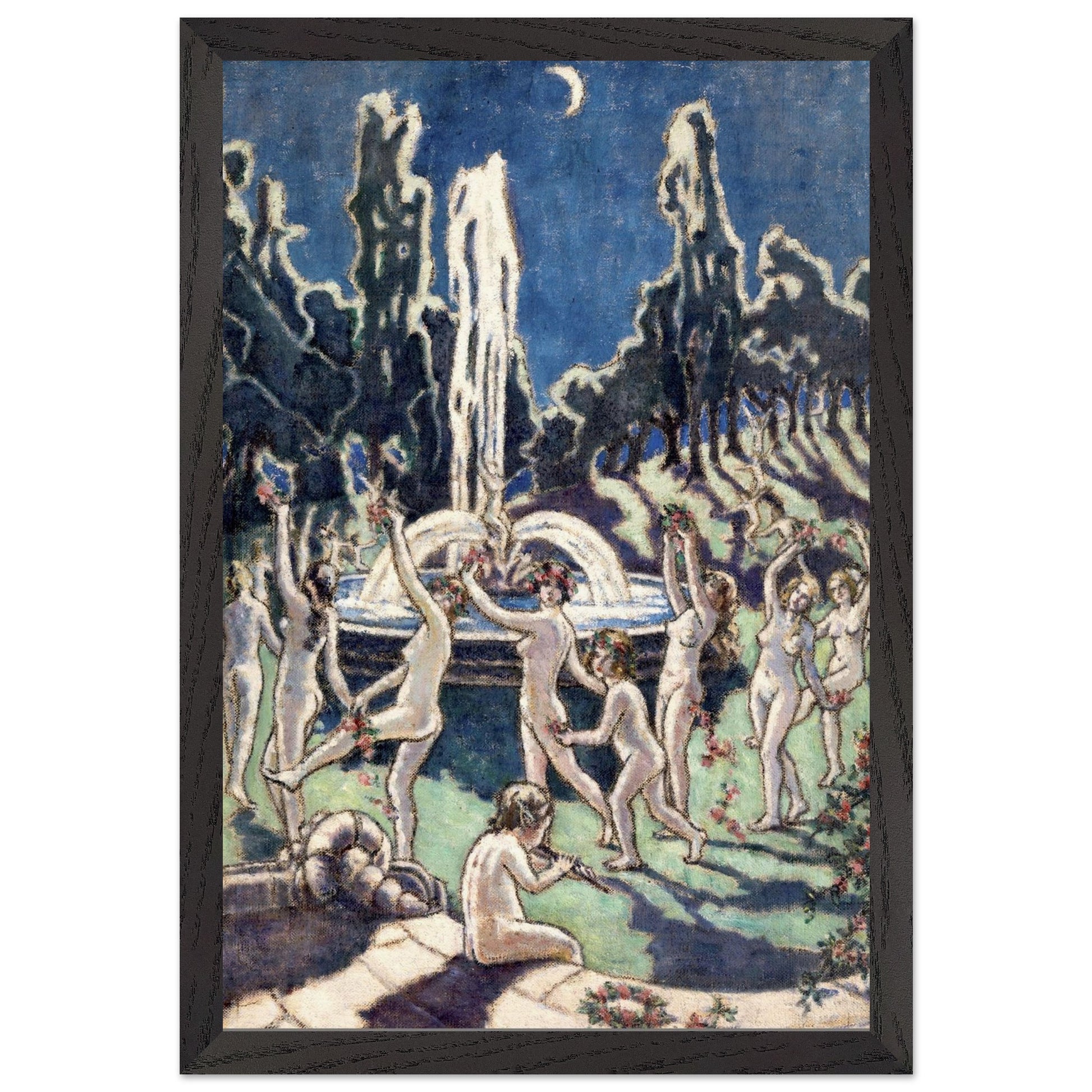 Figures Dancing Round a Fountain by Mainie Jellett - framed print in a room setting