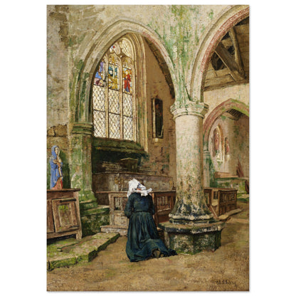 Interior of a Church in Brittany by Irish Artist Aloysius O'Kelly Museum Quality Art Print – room setting display | Buy Irish Art