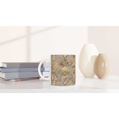 Floral Textile Design Mug by Harry Clarke. – lifestyle setting | Buy Irish Art