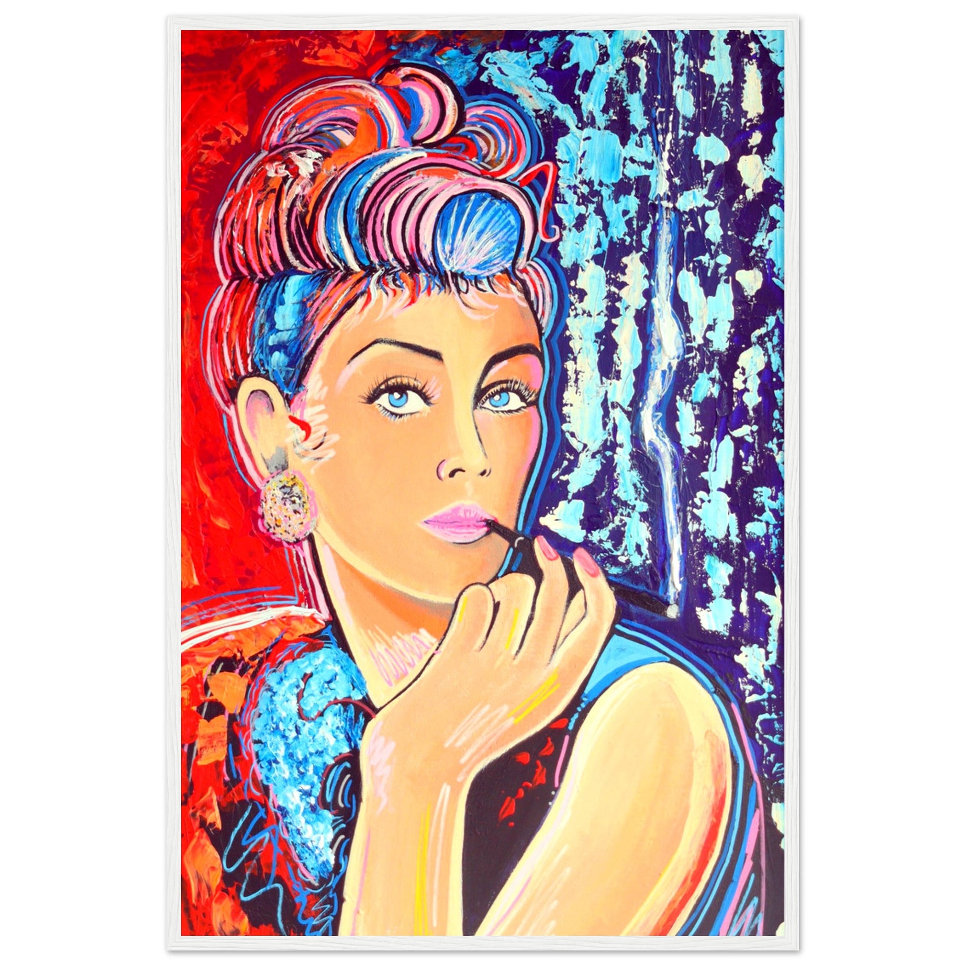 Breakfast at Tiffany's is a open edition framed wall art print by Irish Artist &nbsp;Ó Maoláin, it depicts the movie star Audrey Hepburn and it reminds us of the old romantic ideals of Hollywood, wrapped up in 1960s glitz and glam.