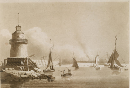 Dublin Harbour from Poolbeg Lighthouse, aquatint by Jonathan Fisher