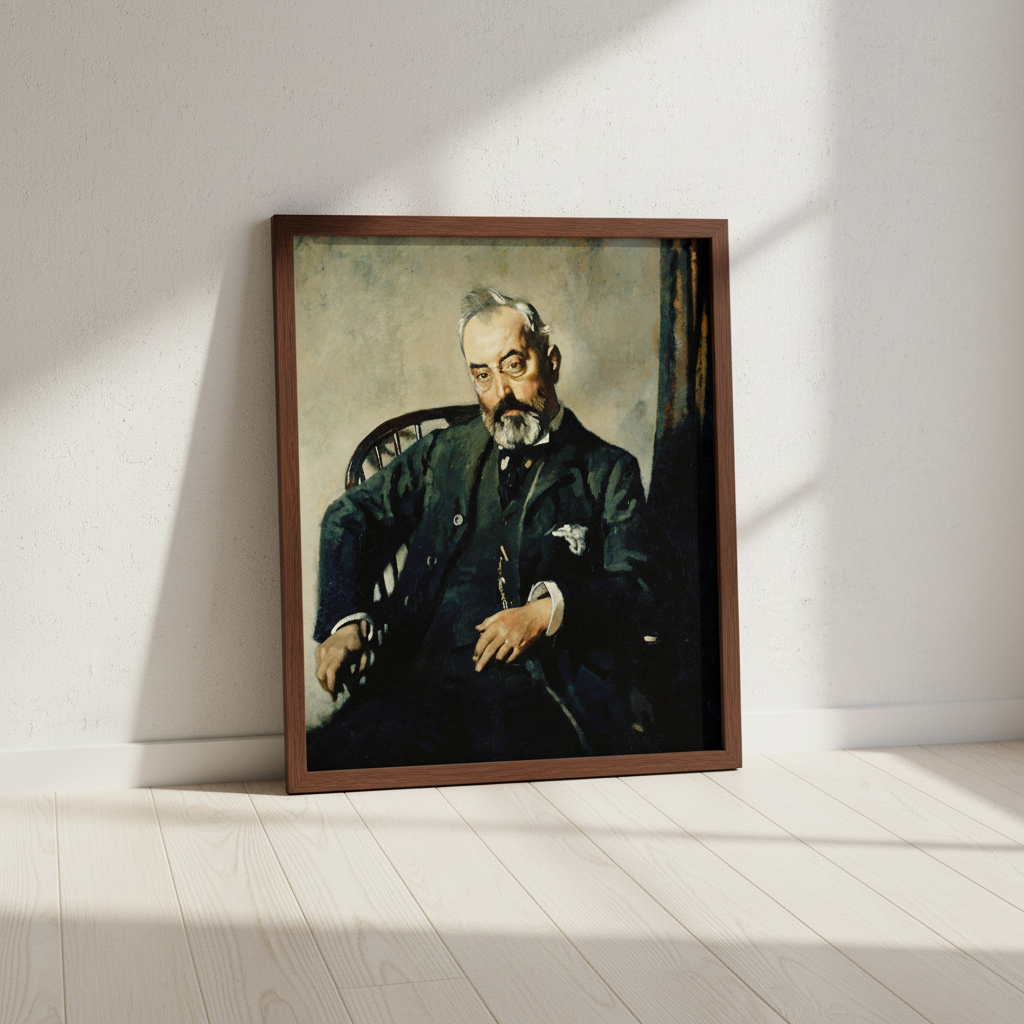 Timothy Healy by William Orpen in a dark wood frame leaning against a sunlit white wall