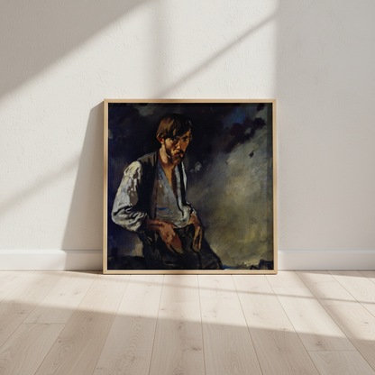 Man from the West by William Orpen in an oak frame leaning against a white wall on a pale wooden floor
