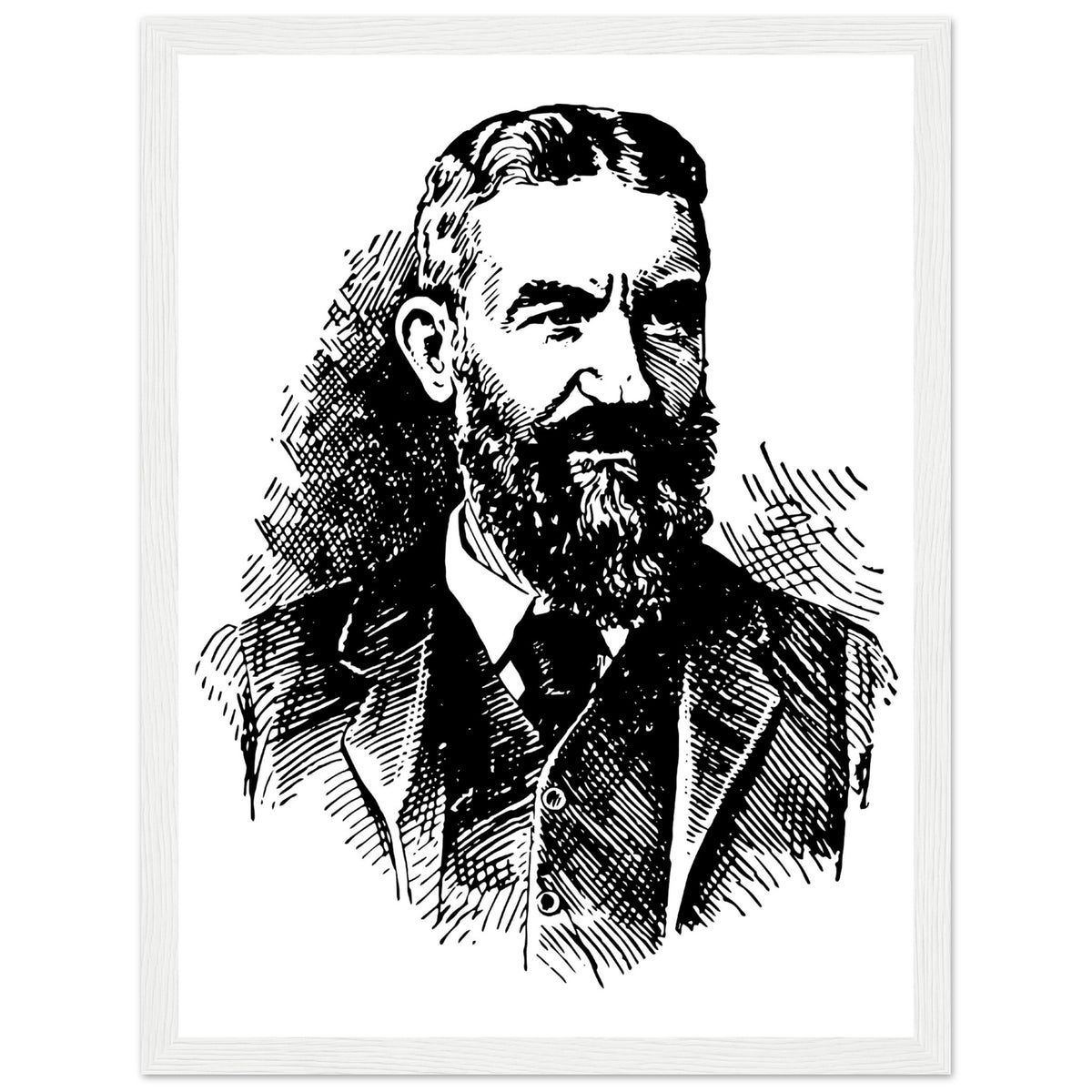 George Bernard Shaw black and white portrait print in a white frame