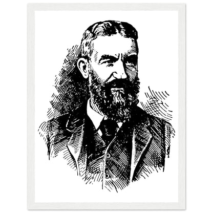 George Bernard Shaw black and white portrait print in a white frame