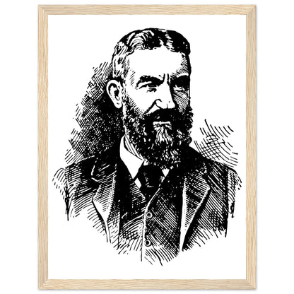 George Bernard Shaw portrait print in a light oak frame