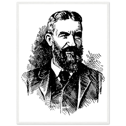 George Bernard Shaw portrait print in a slim white frame, Irish writer in a suit and tie